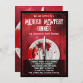 殺人ミステリーディナーソーシャルまたは誕生日パーティー 招待状 (正面/裏面)