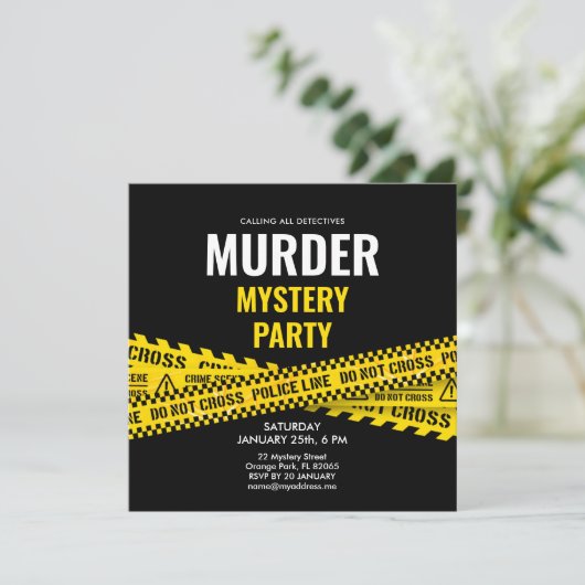 殺人ミステリーパーティーディナーイエローポリステープ カード (スタンド正面)