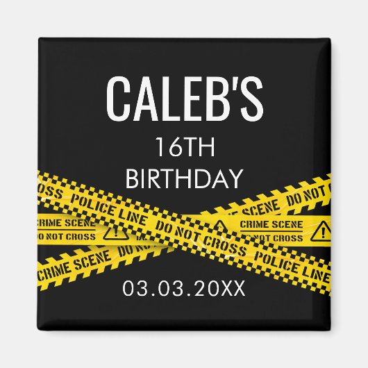 殺人ミステリーパーティーディナーイエローポリステープ マグネット (正面)