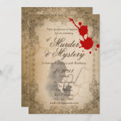 殺人ミステリー招待状ヴィンテージパーチメント教室 招待状 (正面/裏面)