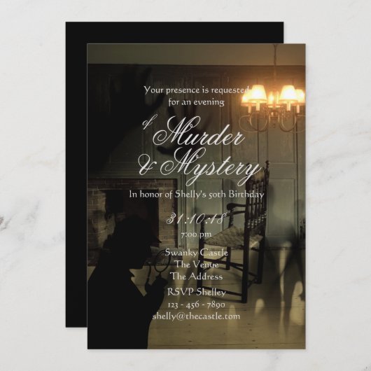 殺人ミステリー招待状犯行現場調査 招待状 (正面/裏面)