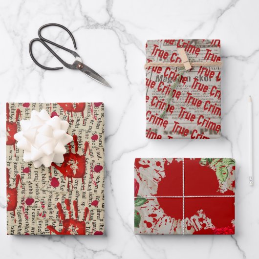 殺人ミステリー犯罪ファン向けの冷たい事件の血まみれの謎 ラッピングペーパーシート (正面)