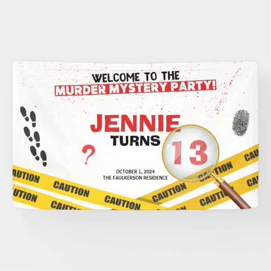 殺人ミステリー血犯行現場おもしろい 横断幕 (横)