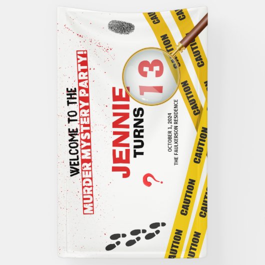 殺人ミステリー血犯行現場おもしろい 横断幕 (縦)