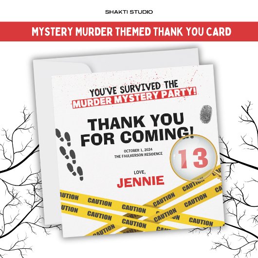 殺人ミステリー誕生日パーティーのハロウィーン犯罪 サンキューカード