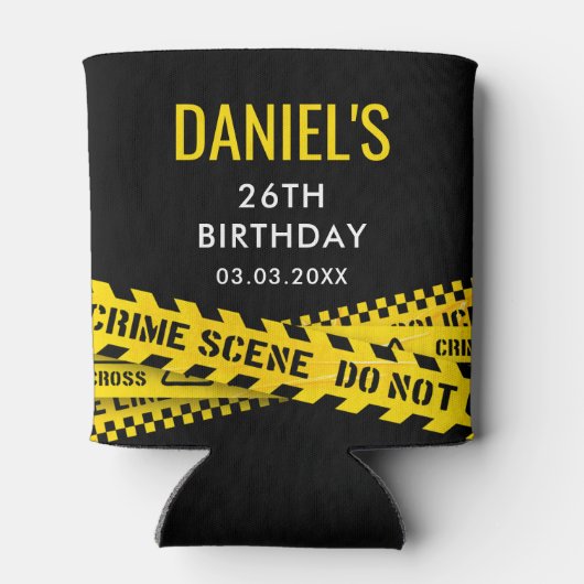 殺人ミステリー誕生日パーティー黄色の警察テープ 缶クーラー (裏面)
