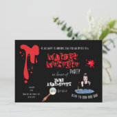 殺人ミステリー誕生日パーティー　ブラックエレガント 案内状 (スタンド正面)