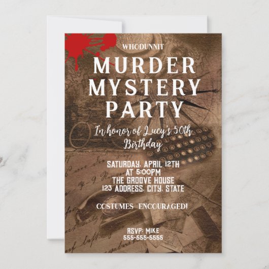 殺人ミステリー誕生日招待状 犯人を推理しよう! 招待状 (正面)
