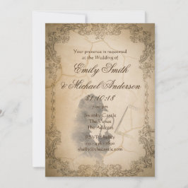 殺人ミステリー ウェディング ヴィンテージ パーチメント 招待状