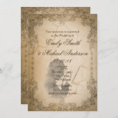 殺人ミステリー ウェディング ヴィンテージ パーチメント 招待状 (正面/裏面)