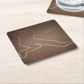 殺人ミステリー「輪郭の付いた体」誕生日 スクエアペーパーコースター (アングル)