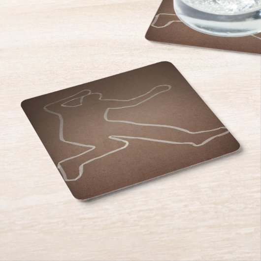 殺人ミステリー「輪郭の付いた体」誕生日 スクエアペーパーコースター (アングル)