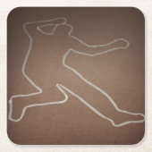 殺人ミステリー「輪郭の付いた体」誕生日 スクエアペーパーコースター (正面)