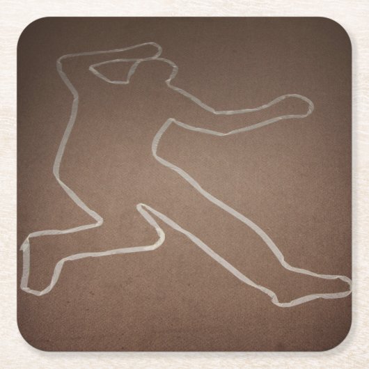 殺人ミステリー「輪郭の付いた体」誕生日 スクエアペーパーコースター (正面)