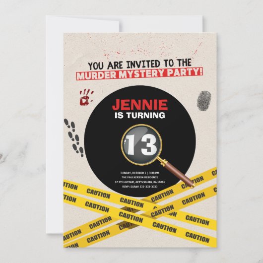 殺人事件の謎の誕生日パーティー犯罪現場 招待状 (正面)