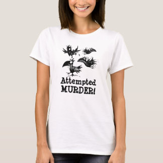 殺人未遂! おもしろいなカラスのカスタムな引用文 Tシャツ
