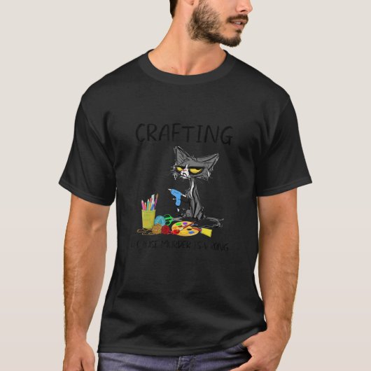 殺人犯が猫Tシャツを間違えおもしろいて創作 Tシャツ (正面)