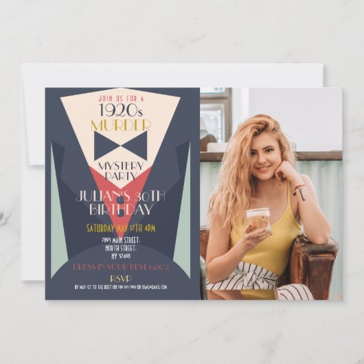 殺人神秘エレガント1920年のアールデコ招待状 招待状 (正面)