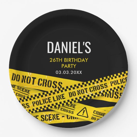 殺人謎ディナーパーティー黄色の警察線 ペーパープレート (正面)