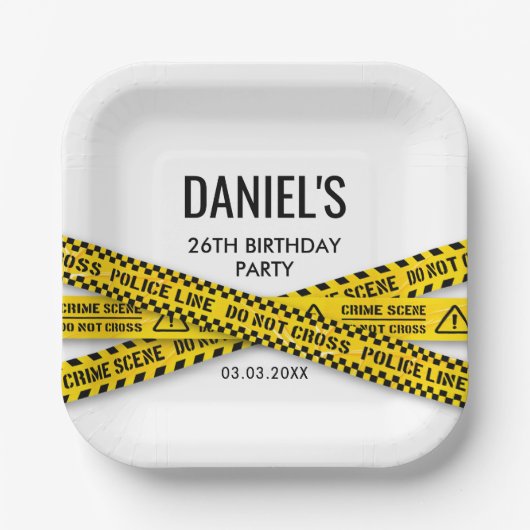 殺人謎ディナーパーティー黄色の警察線 ペーパープレート (正面)