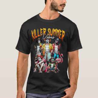 殺伐としたサマーバイブス ビーチバケーション 冗談ホラー サマー Tシャツ