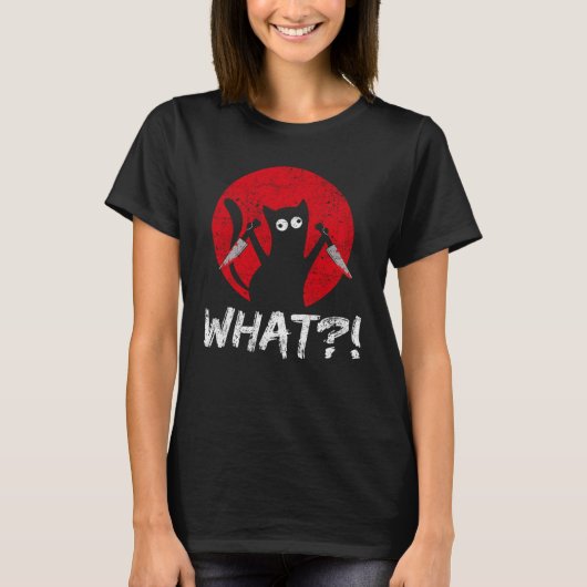 殺伐とした黒猫の子猫のミーム Tシャツ (正面)