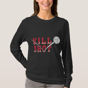 殺害の打撃のバレーボールの黒のTシャツ Tシャツ