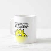 殺害の朝の人々のおもしろマグカップ コーヒーマグカップ (正面左)
