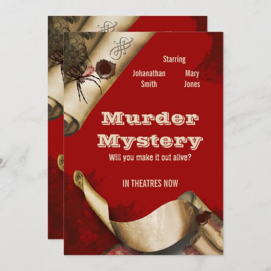殺害の調査の映画のポスターの誕生日 招待状 (正面/裏面)