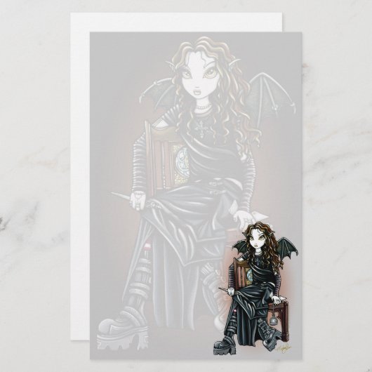 "殺害時間"のゴシック様式学校の女の子の妖精の文房具 便箋 (正面/裏面)