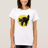 殺意おもしろいのある黒猫、かわいい子猫とナイフ Tシャツ (正面)