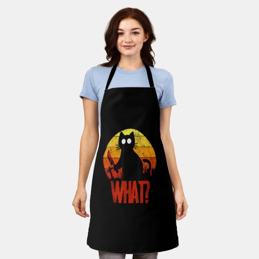 殺意のある黒いサイコ可愛い猫どのようなナイフクリスト エプロン (着用した状態)
