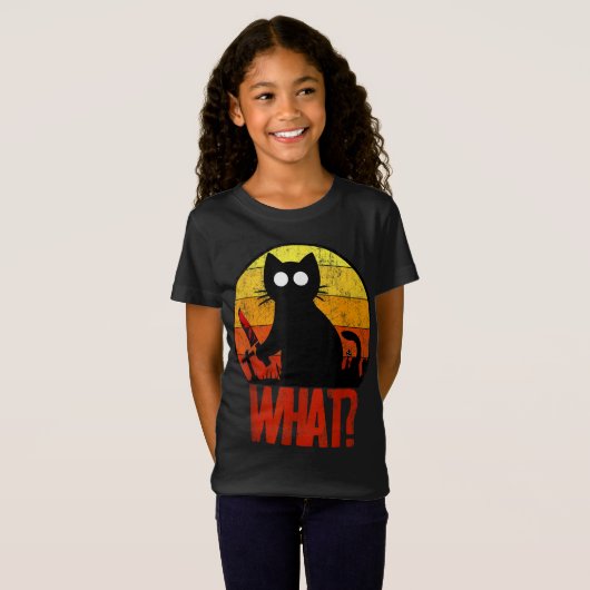 殺意のある黒いサイコ可愛い猫どのようなナイフクリスト Tシャツ (正面フル)