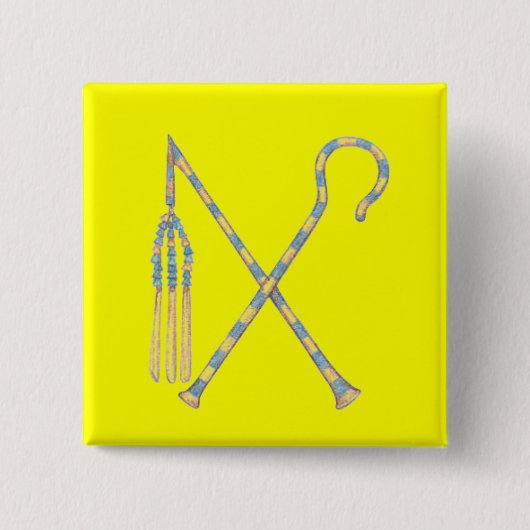 殻竿および屈折 缶バッジ (正面)