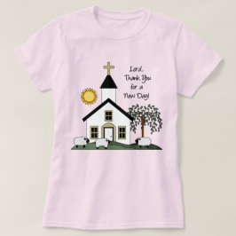 殿おかげさまで新日婦人のTシャツ Tシャツ