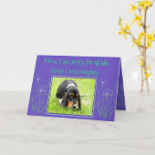 母いけなの日のカーおもしろいドにバスセットハウンド カード (黄色い花)