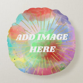 母おばあちゃんカラフル夏クール雲の水色 ラウンドクッション