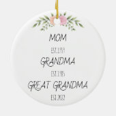 母おばあちゃん素晴らしおばあちゃんESTカスタム年 セラミックオーナメント (裏面)