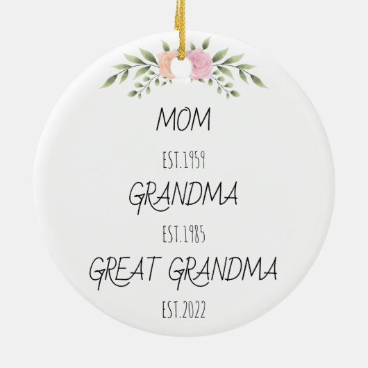 母おばあちゃん素晴らしおばあちゃんESTカスタム年 セラミックオーナメント (裏面)