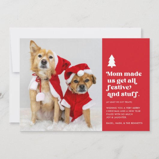 母おもしろいが私たちを作った | Plural Petsフォトクリスマス シーズンカード (正面)