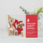 母おもしろいが私たちを作った | Plural Petsフォトクリスマス シーズンカード (スタンド正面)