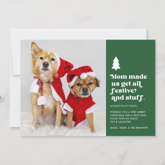 母おもしろいが私たちを作った | Plural Petsフォトクリスマス シーズンカード (正面)