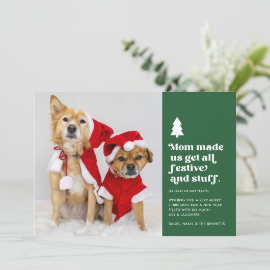 母おもしろいが私たちを作った | Plural Petsフォトクリスマス シーズンカード (スタンド正面)