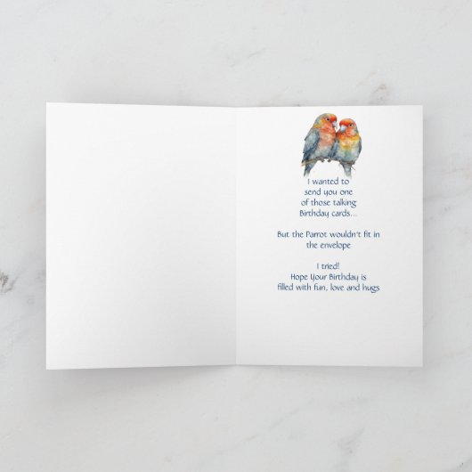 母おもしろいのオウムのカップル鳥のための誕生日 カード (内部)