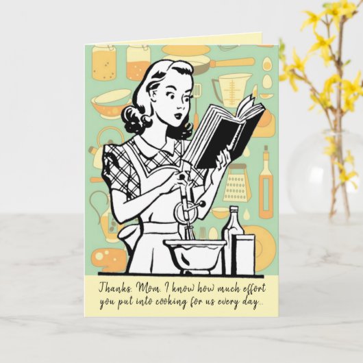 母おもしろいの料理カスタムの母の日 カード (黄色い花)