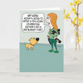 母おもしろいの日にワインをブランケットに カード (黄色い花)