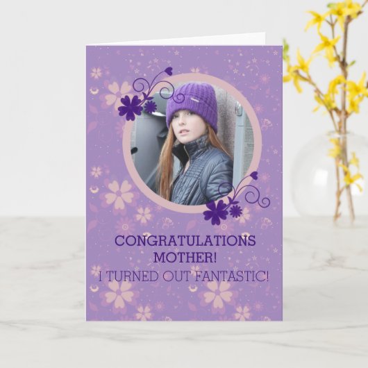 母おもしろいの日の写真のギフトグリーティングカード カード (黄色い花)