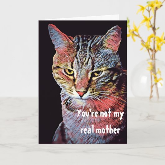 母おもしろいの日の判断ネコ カード (黄色い花)