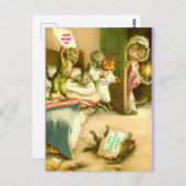 母おもしろいの日の猫と子猫のビンテージ・イメージ ポストカード (正面/裏面)