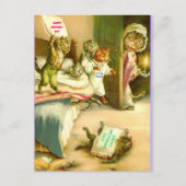 母おもしろいの日の猫と子猫のビンテージ・イメージ ポストカード (正面)